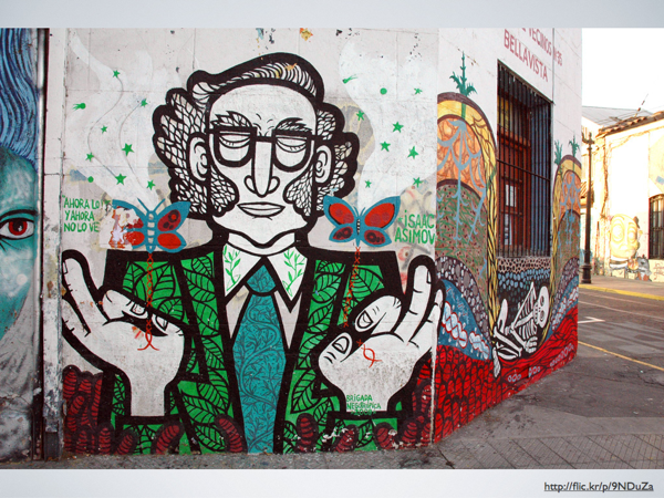 Street art / mural of Isaac Asmiov